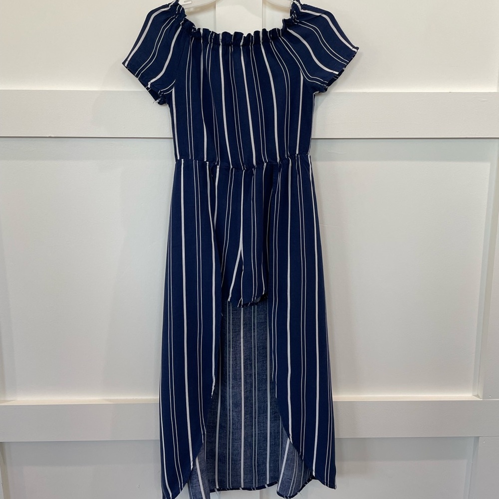 Girls blue and white romper